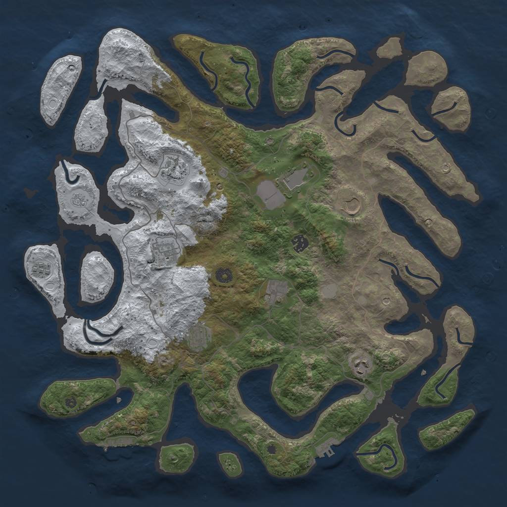 Rust Map: Procedural Map, Size: 4500, Seed: 1728423, 18 Monuments