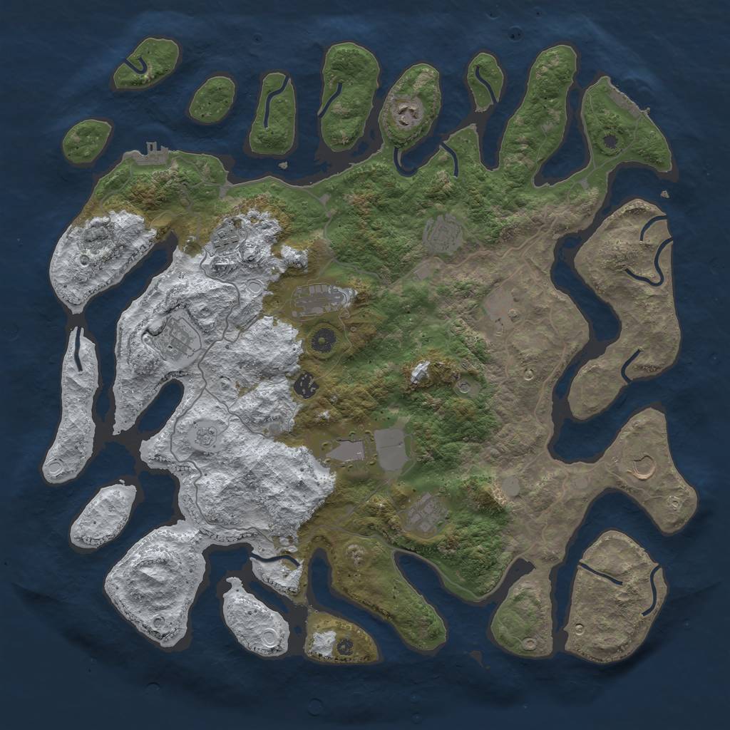 Rust Map: Procedural Map, Size: 4500, Seed: 6299449, 19 Monuments