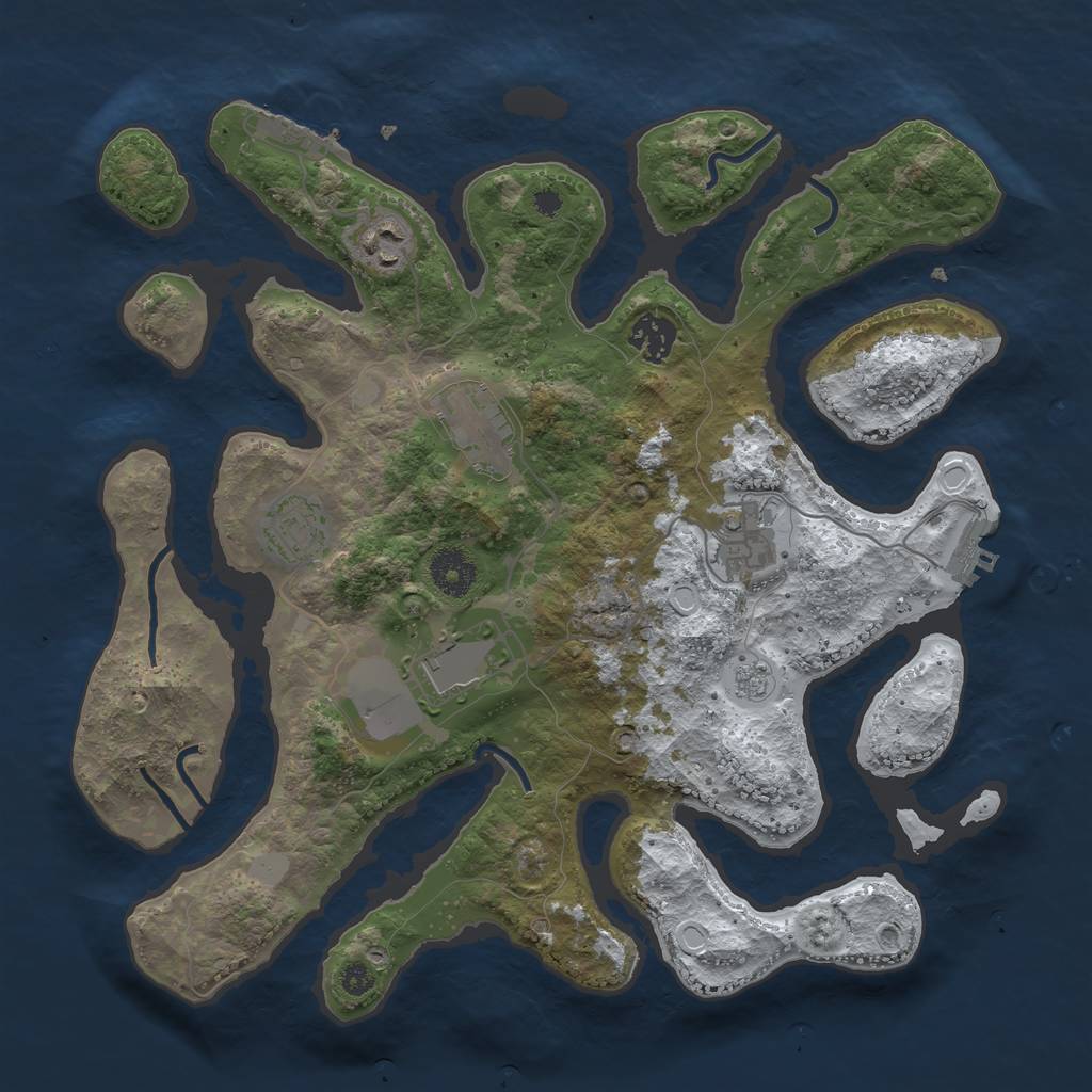 Rust Map: Procedural Map, Size: 3500, Seed: 5641244, 14 Monuments