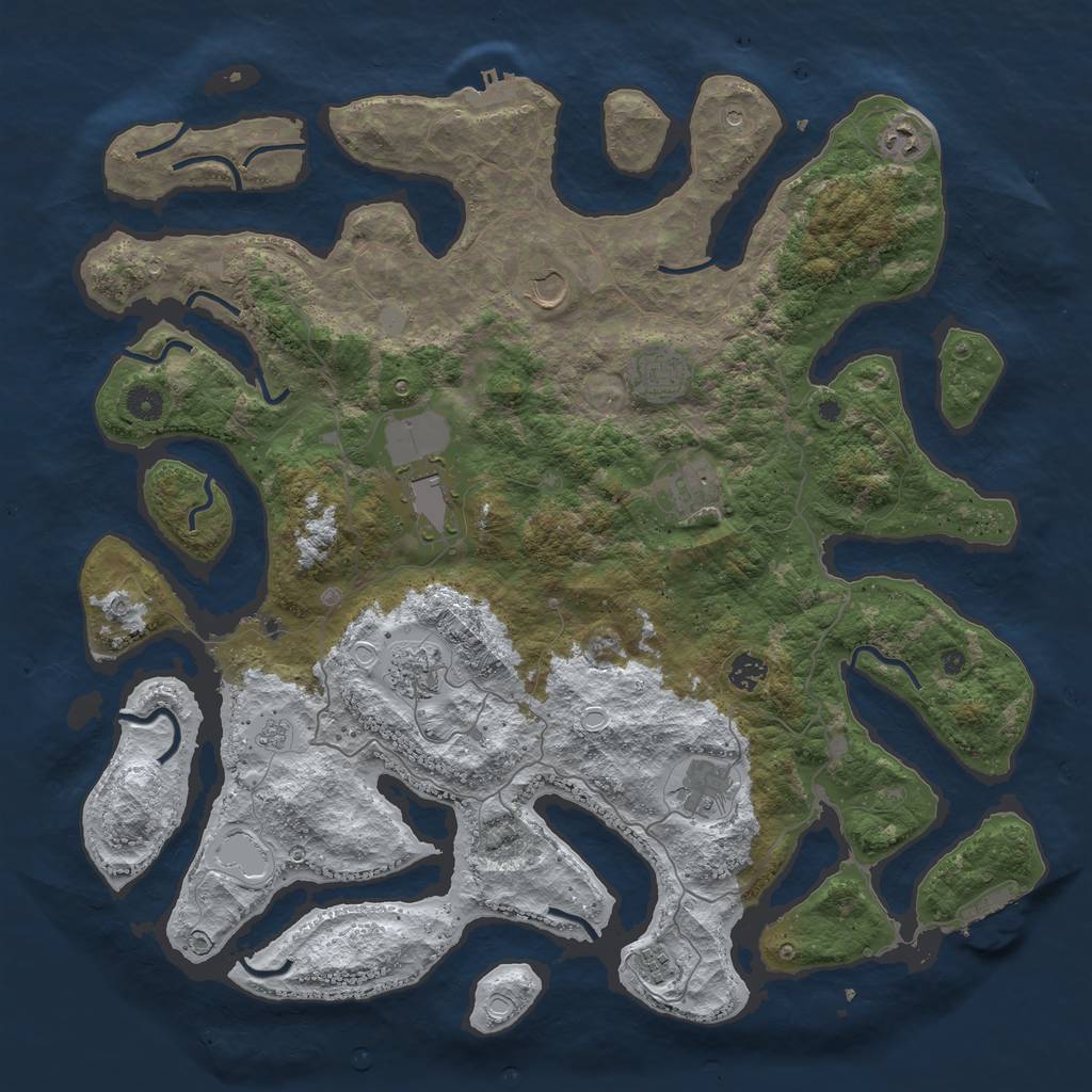 Rust Map: Procedural Map, Size: 4500, Seed: 5119458, 18 Monuments