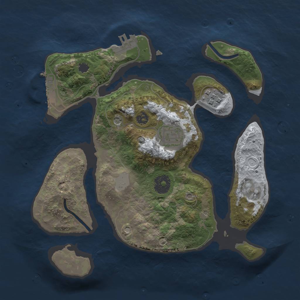 Rust Map: Procedural Map, Size: 2500, Seed: 297821, 10 Monuments