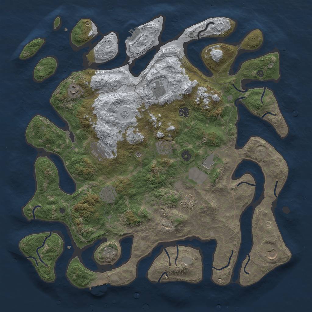 Rust Map: Procedural Map, Size: 4500, Seed: 4632693, 19 Monuments