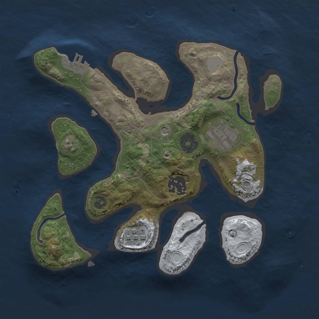 Rust Map: Procedural Map, Size: 2500, Seed: 5216876, 10 Monuments