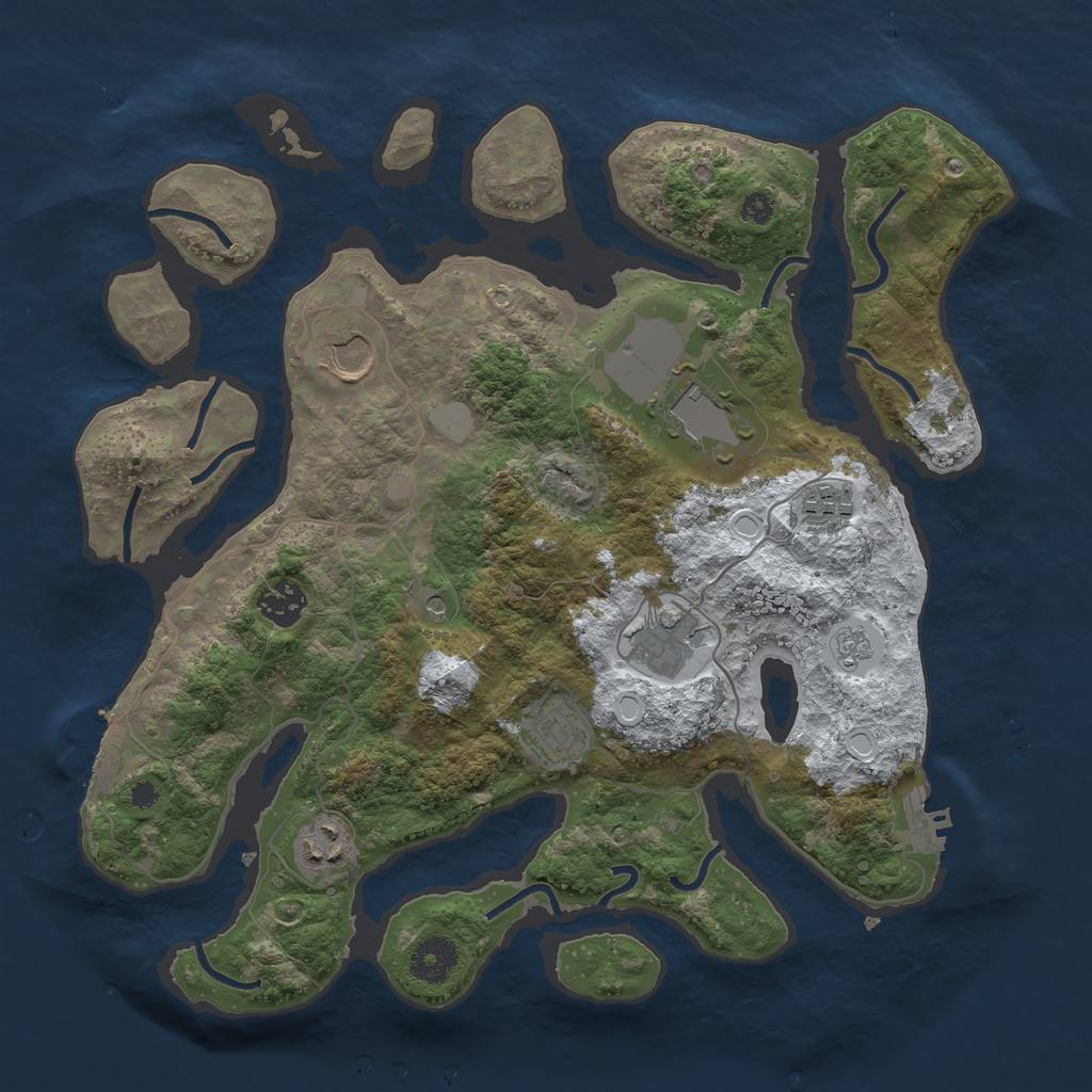 Rust Map: Procedural Map, Size: 3500, Seed: 6353096, 16 Monuments