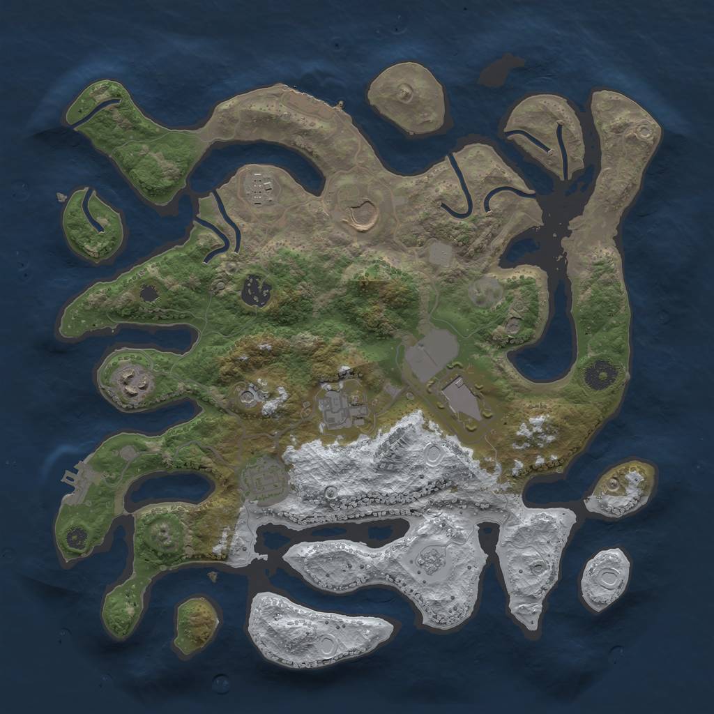 Rust Map: Procedural Map, Size: 3500, Seed: 5155679, 16 Monuments