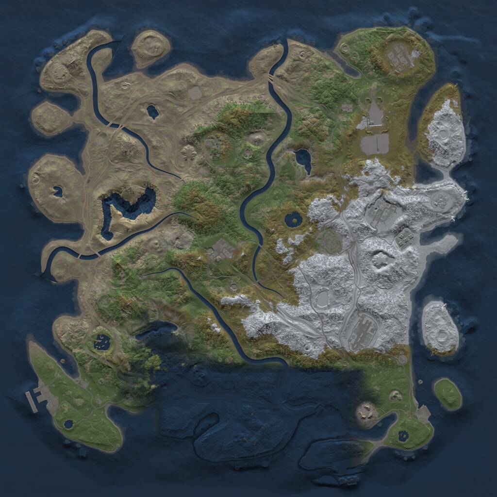 Rust Map: Procedural Map, Size: 4500, Seed: 2739238, 16 Monuments
