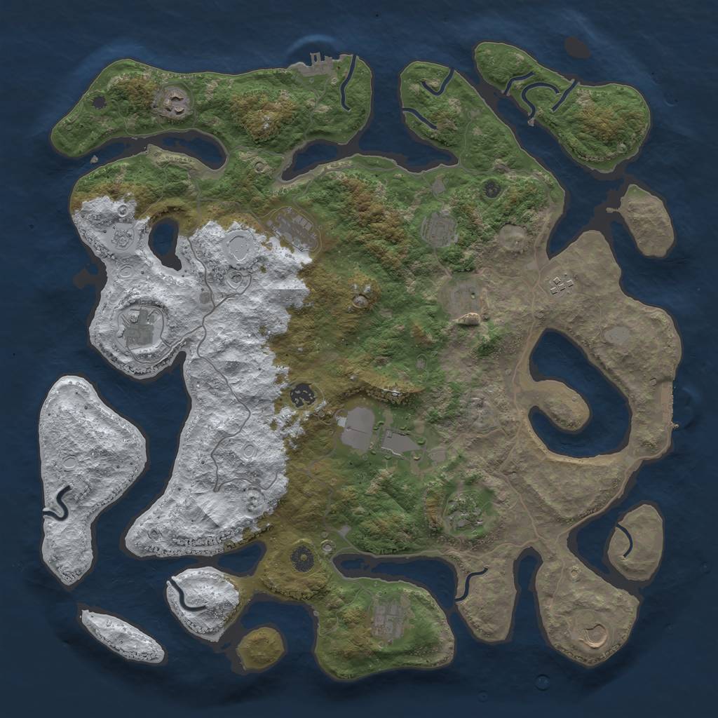 Rust Map: Procedural Map, Size: 4500, Seed: 3691385, 20 Monuments
