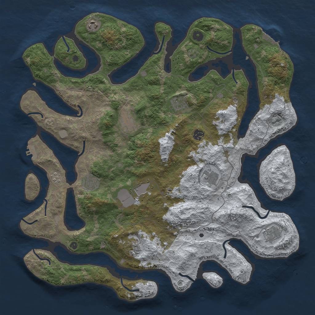 Rust Map: Procedural Map, Size: 4500, Seed: 2127466121, 19 Monuments