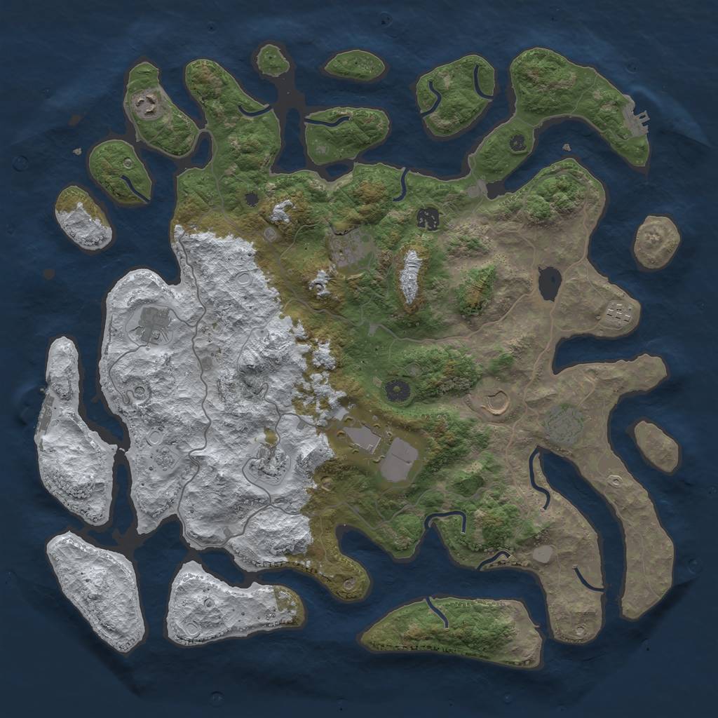 Rust Map: Procedural Map, Size: 4500, Seed: 1936217, 18 Monuments