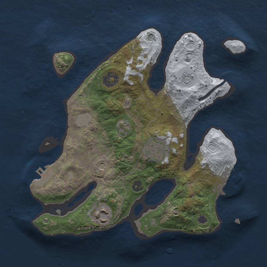 Rust Map: Procedural Map, Size: 2500, Seed: 3293396, 11 Monuments