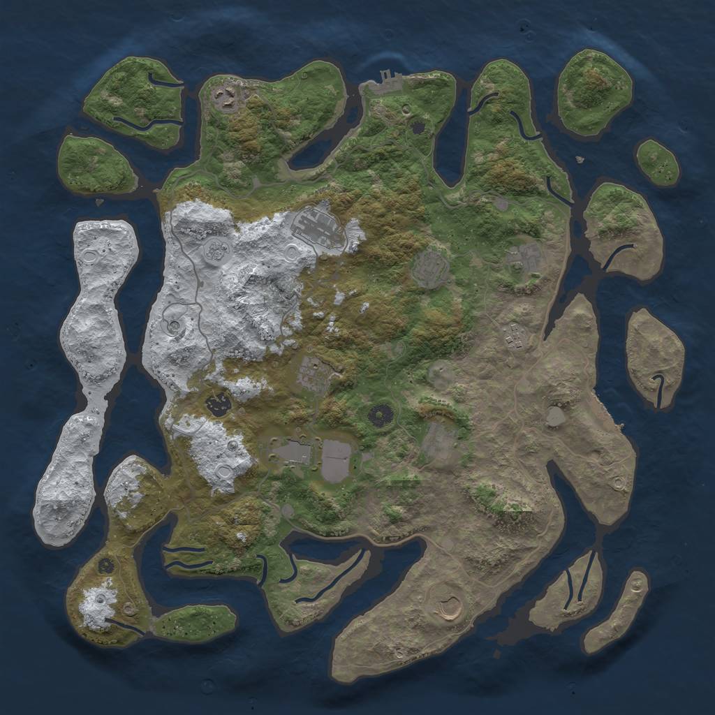 Rust Map: Procedural Map, Size: 4500, Seed: 4663403, 19 Monuments