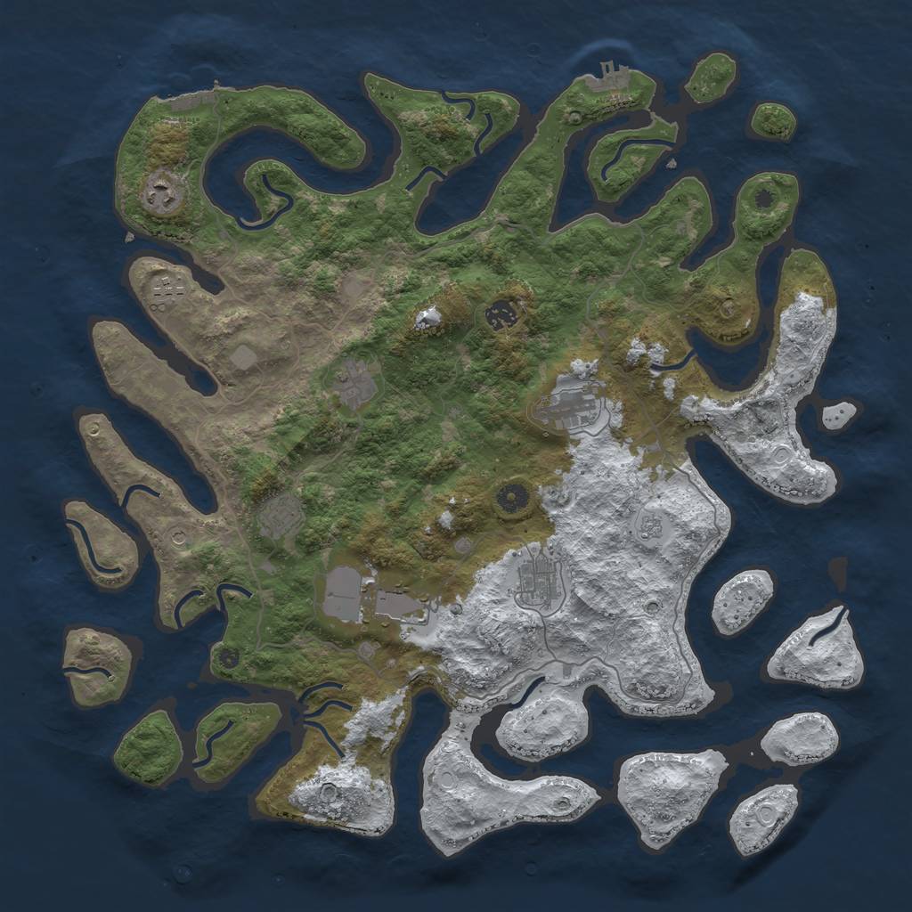 Rust Map: Procedural Map, Size: 4500, Seed: 4690042, 17 Monuments