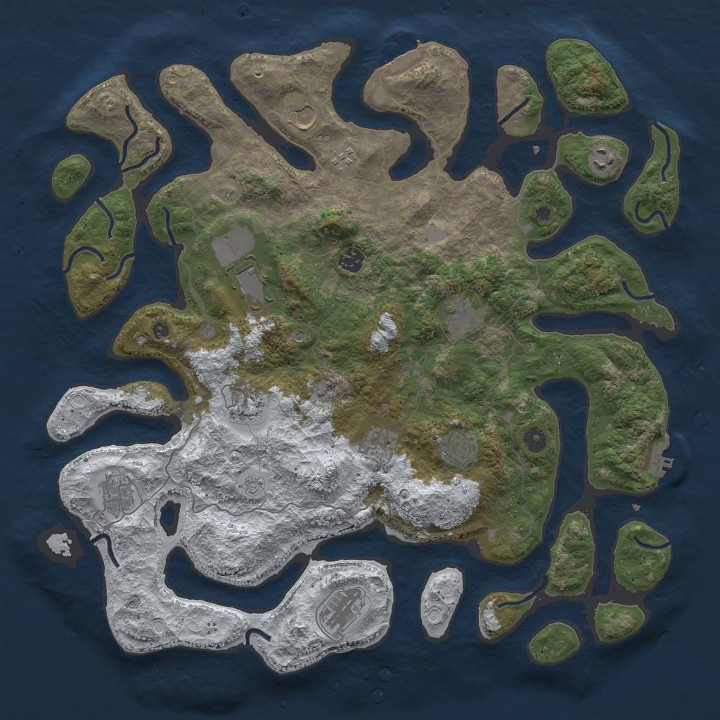 Rust Map: Procedural Map, Size: 4500, Seed: 5136580, 20 Monuments