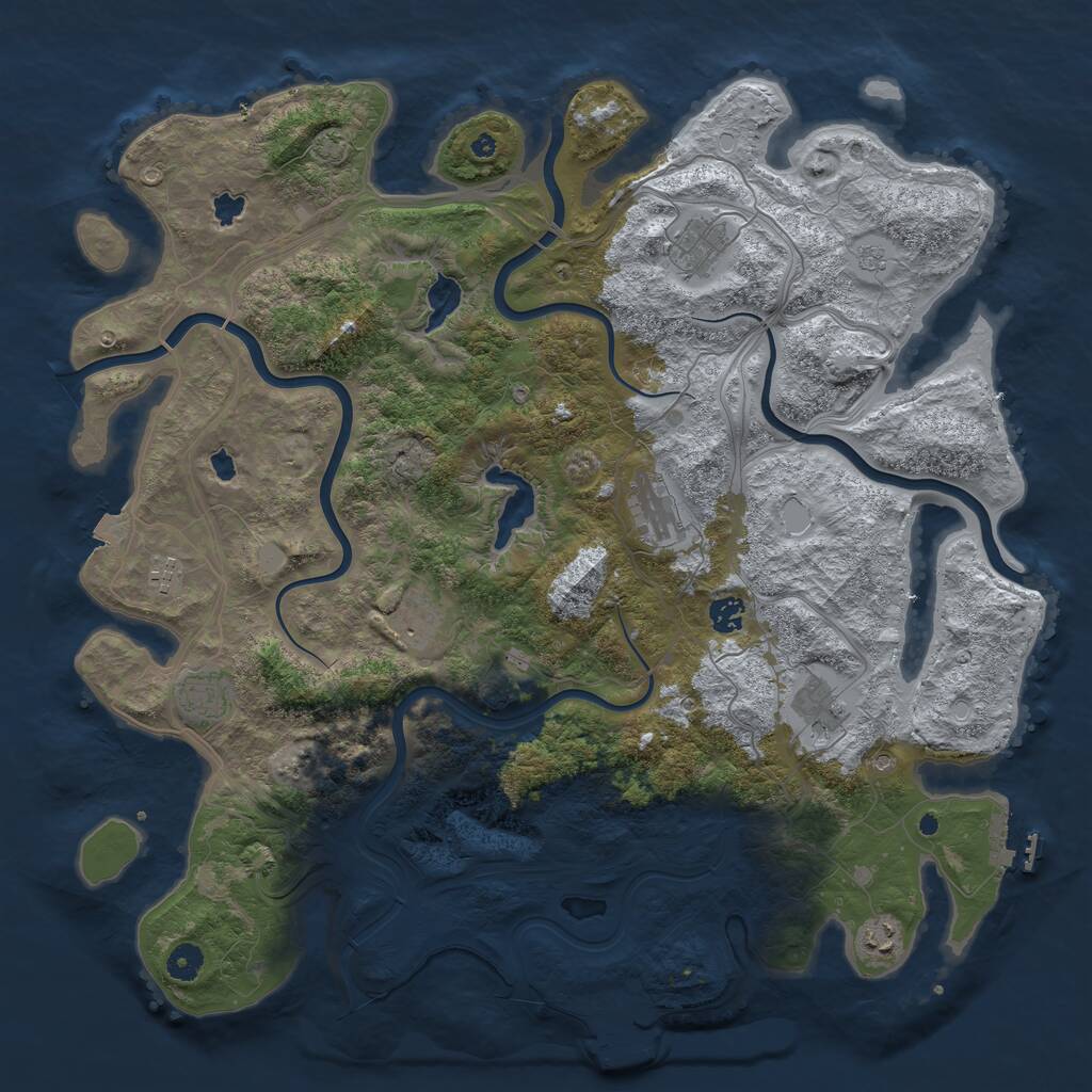 Rust Map: Procedural Map, Size: 4500, Seed: 4966364, 14 Monuments