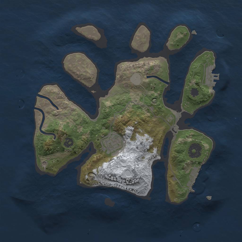 Rust Map: Procedural Map, Size: 2500, Seed: 44743, 8 Monuments