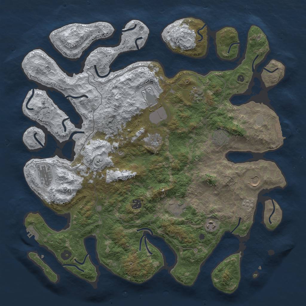 Rust Map: Procedural Map, Size: 4500, Seed: 1407703, 19 Monuments