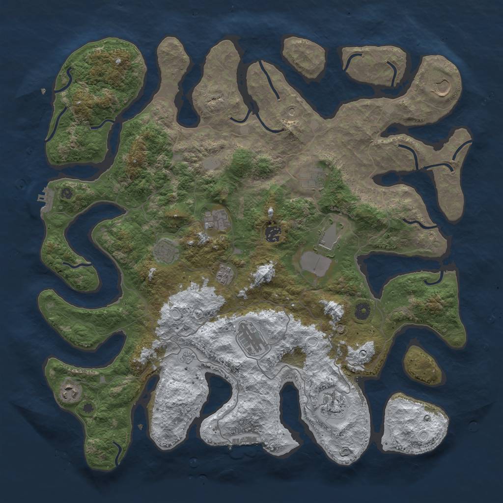 Rust Map: Procedural Map, Size: 4500, Seed: 3500856, 19 Monuments