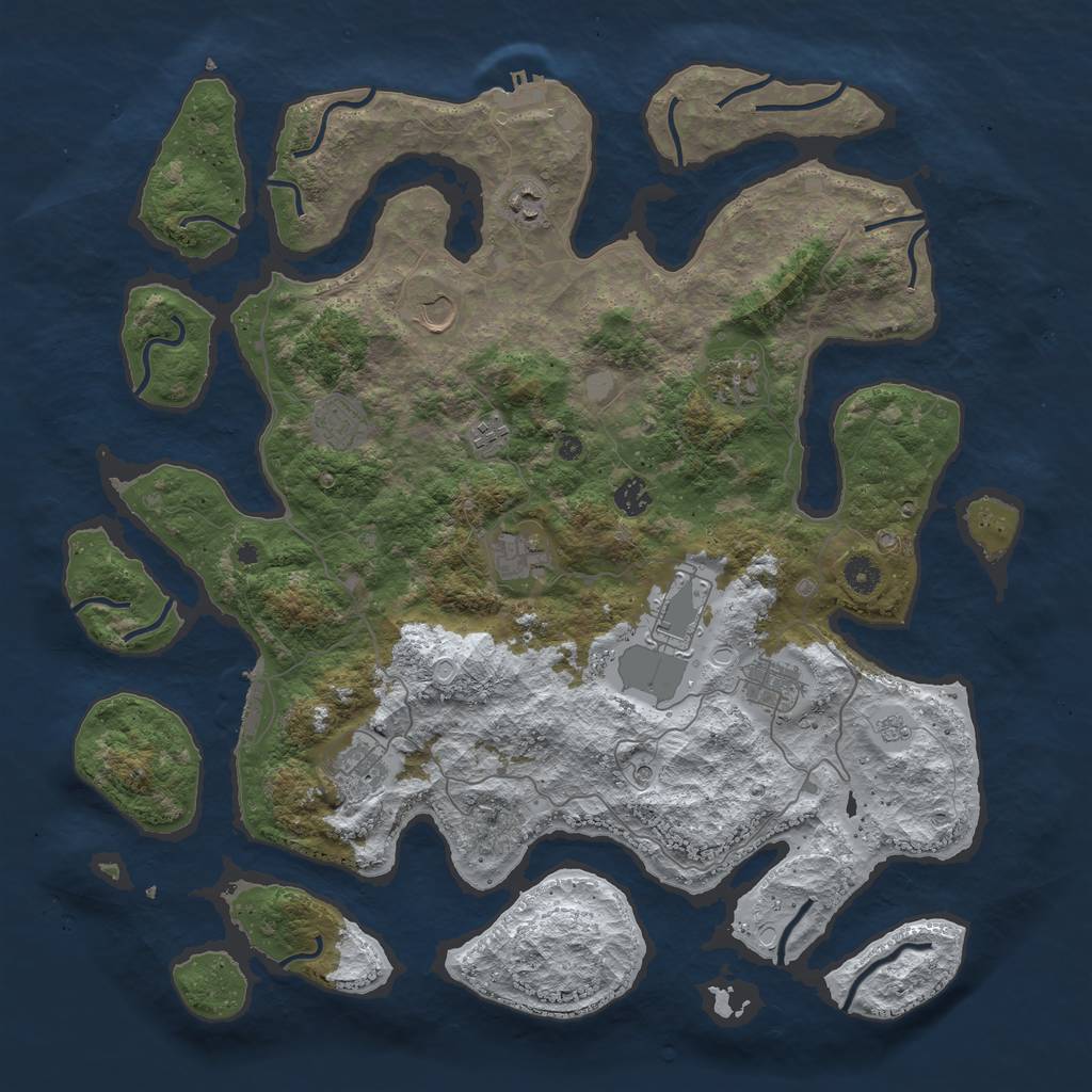Rust Map: Procedural Map, Size: 4500, Seed: 4910711, 19 Monuments
