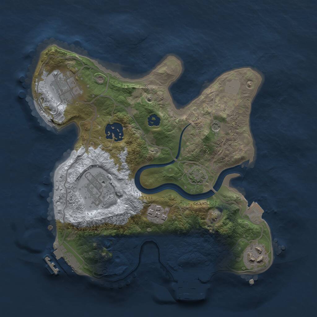 Rust Map: Procedural Map, Size: 2500, Seed: 2427159, 10 Monuments