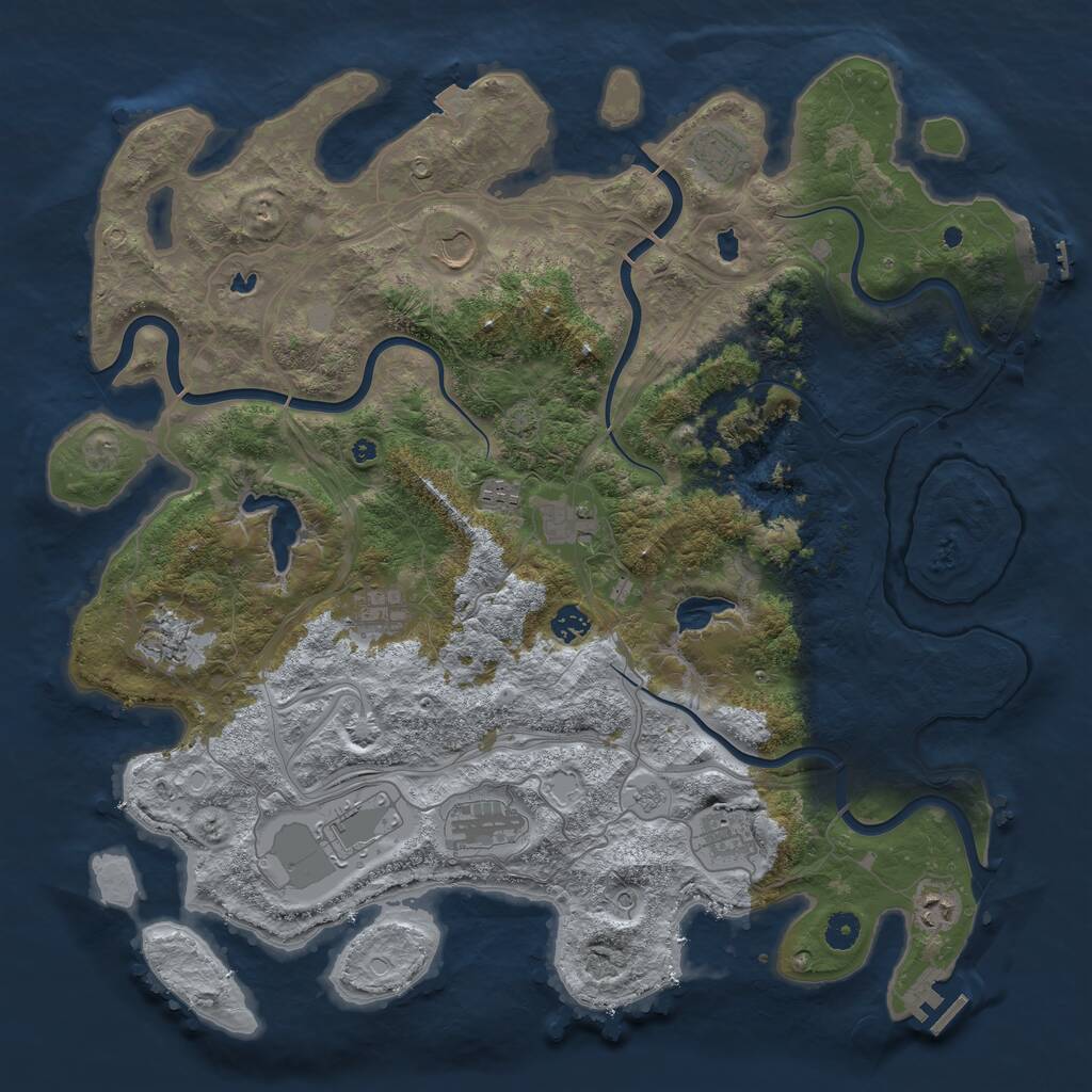 Rust Map: Procedural Map, Size: 4500, Seed: 4774407, 17 Monuments