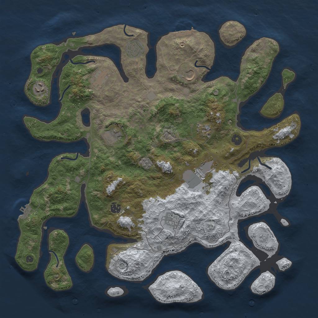 Rust Map: Procedural Map, Size: 4500, Seed: 1443492, 19 Monuments