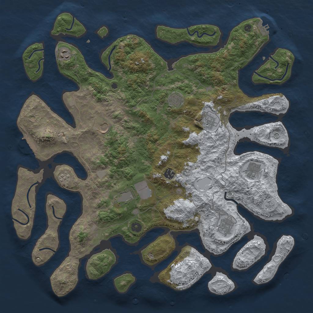 Rust Map: Procedural Map, Size: 4500, Seed: 2467754, 18 Monuments