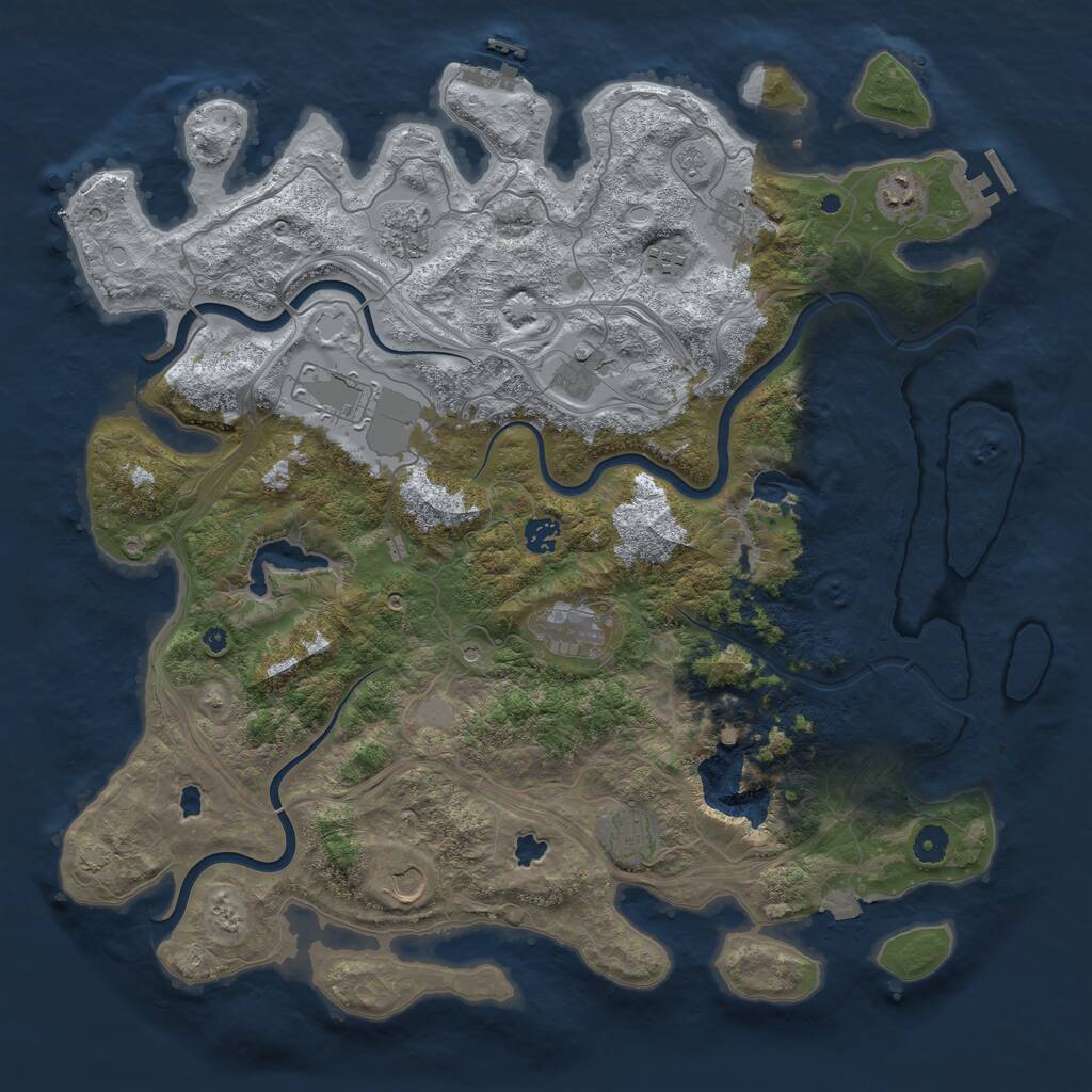 Rust Map: Procedural Map, Size: 4500, Seed: 1254491, 16 Monuments