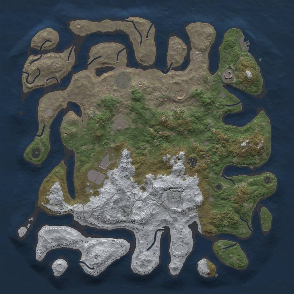 Rust Map: Procedural Map, Size: 4500, Seed: 4132296, 16 Monuments