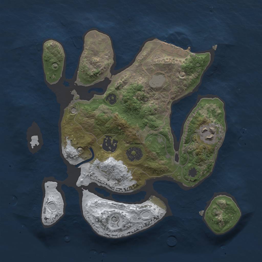 Rust Map: Procedural Map, Size: 2500, Seed: 595791, 9 Monuments