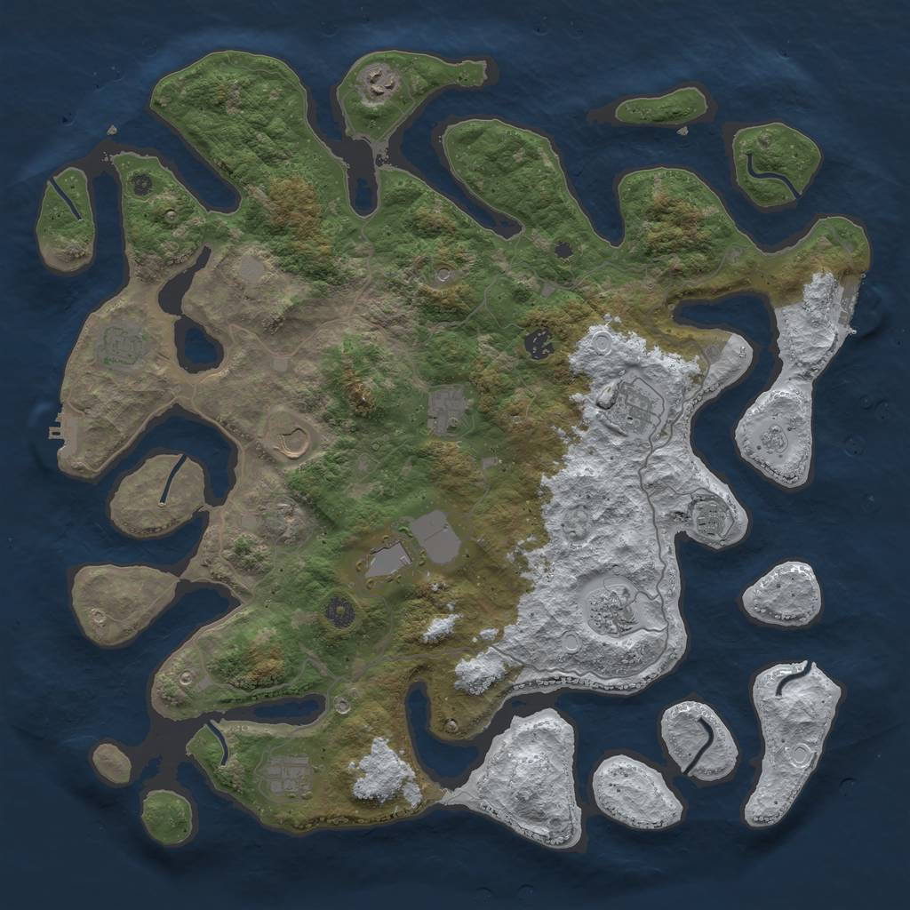 Rust Map: Procedural Map, Size: 4500, Seed: 693285, 19 Monuments