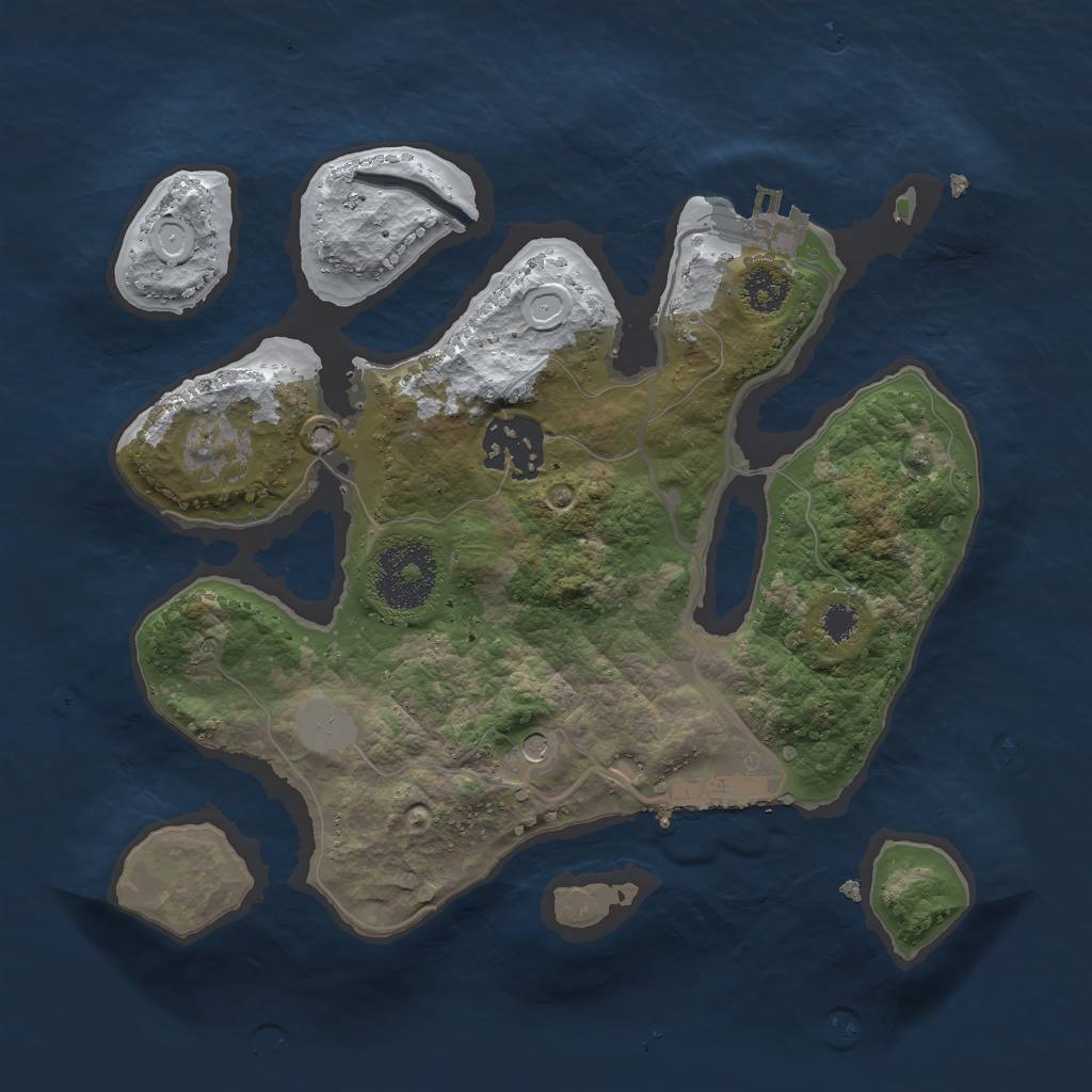 Rust Map: Procedural Map, Size: 2500, Seed: 1086264, 9 Monuments