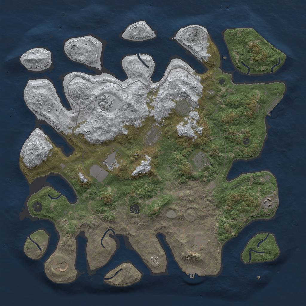 Rust Map: Procedural Map, Size: 4500, Seed: 2954629, 19 Monuments