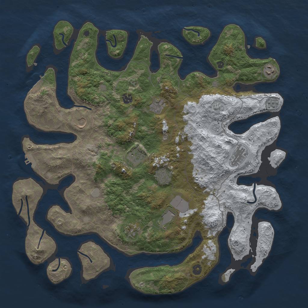 Rust Map: Procedural Map, Size: 4500, Seed: 648795, 19 Monuments