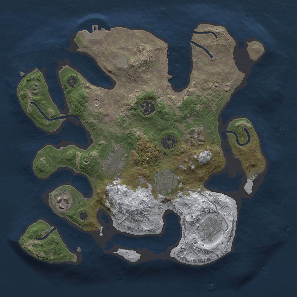 Rust Map: Procedural Map, Size: 3000, Seed: 2574082, 14 Monuments