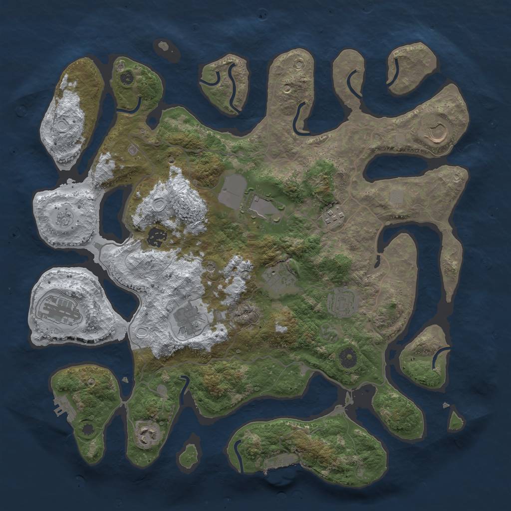Rust Map: Procedural Map, Size: 4000, Seed: 460441297, 18 Monuments