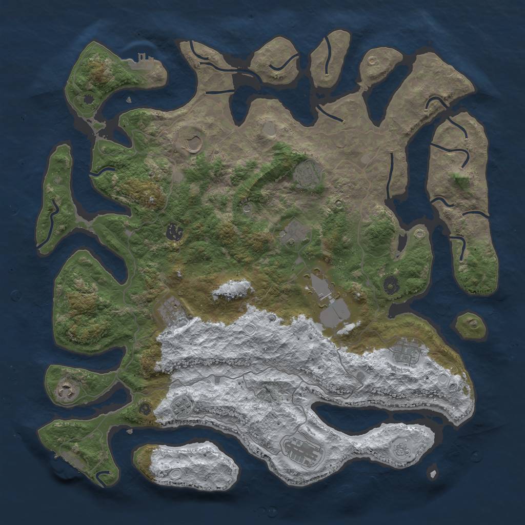 Rust Map: Procedural Map, Size: 4500, Seed: 3734654, 19 Monuments