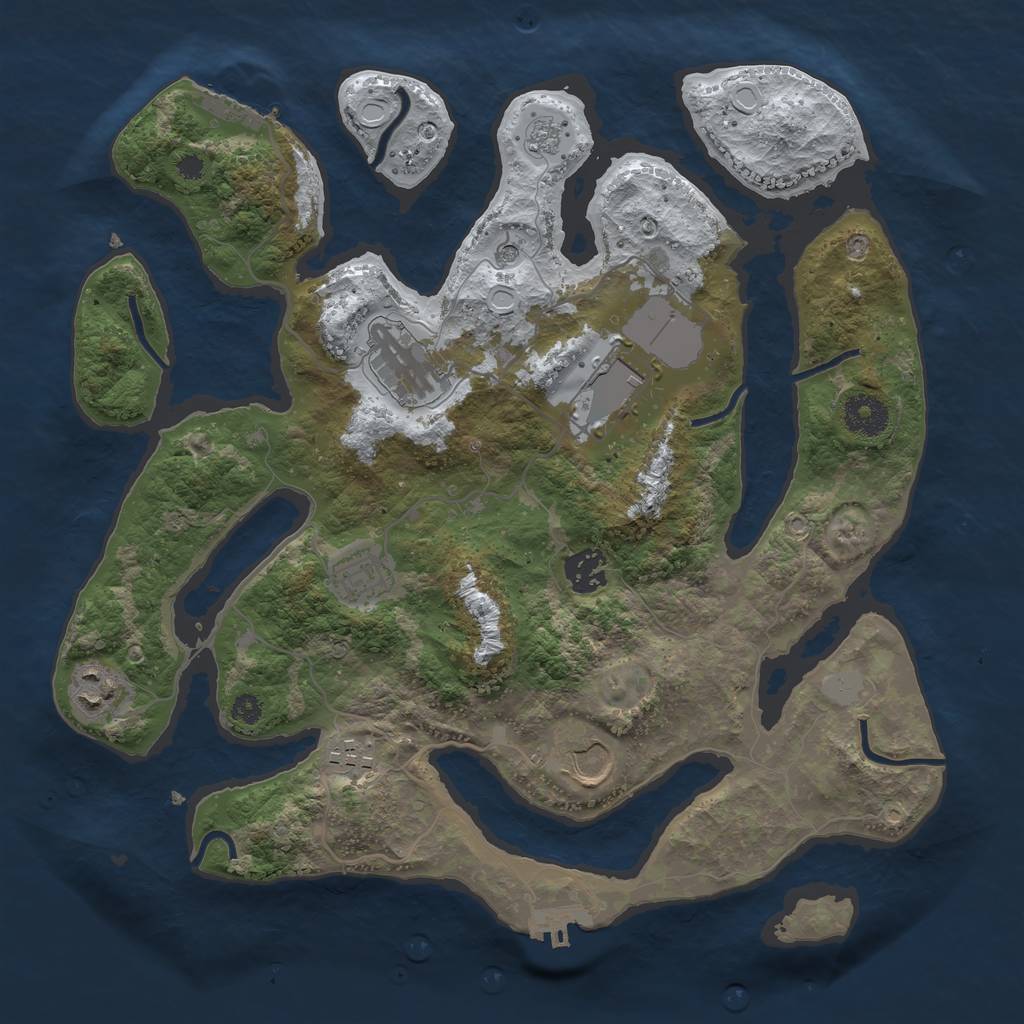 Rust Map: Procedural Map, Size: 3500, Seed: 3782891, 16 Monuments