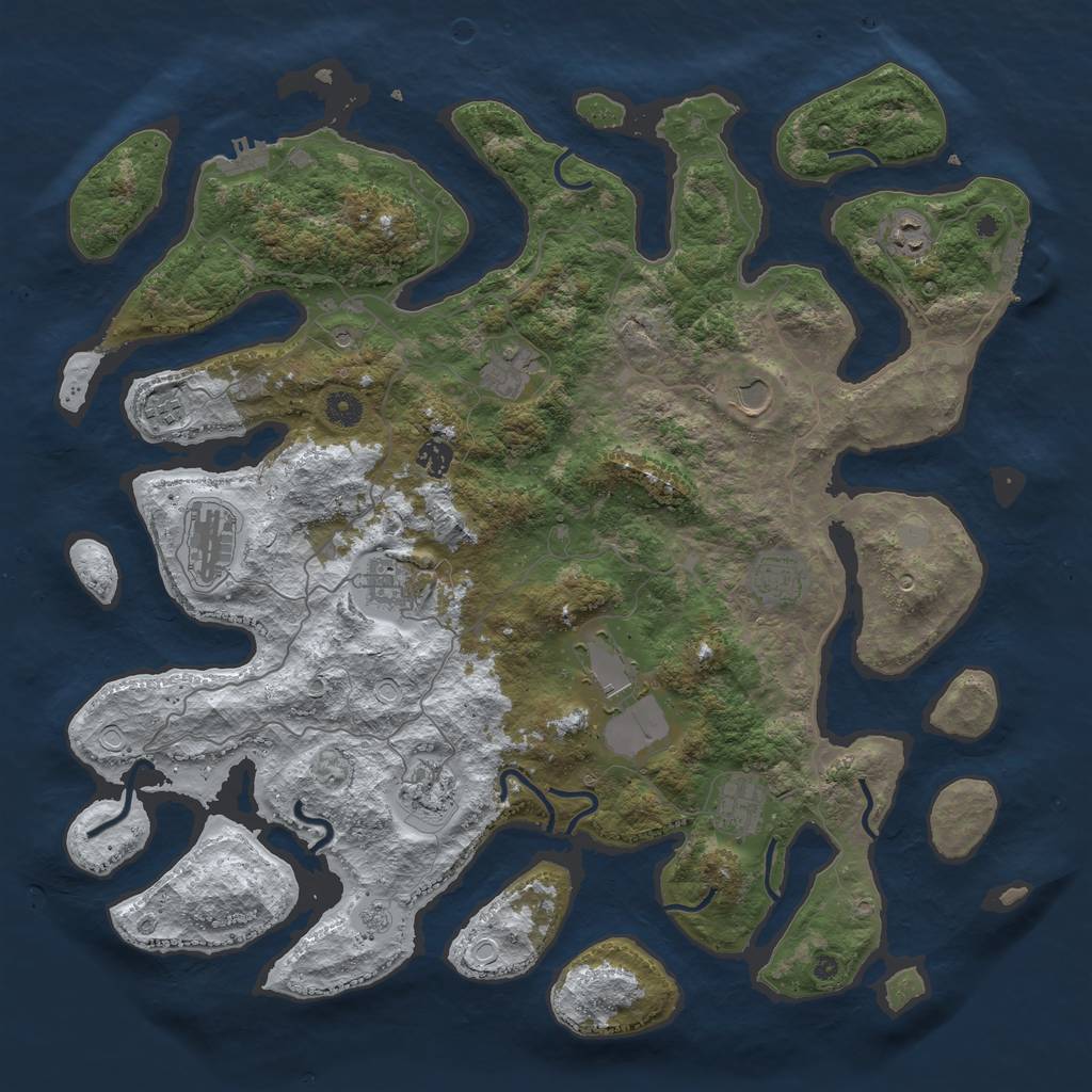 Rust Map: Procedural Map, Size: 4500, Seed: 1350946, 20 Monuments