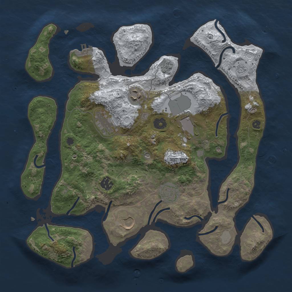 Rust Map: Procedural Map, Size: 3500, Seed: 1255164730, 15 Monuments