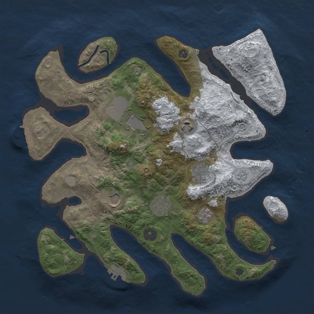 Rust Map: Procedural Map, Size: 3500, Seed: 4733188, 15 Monuments