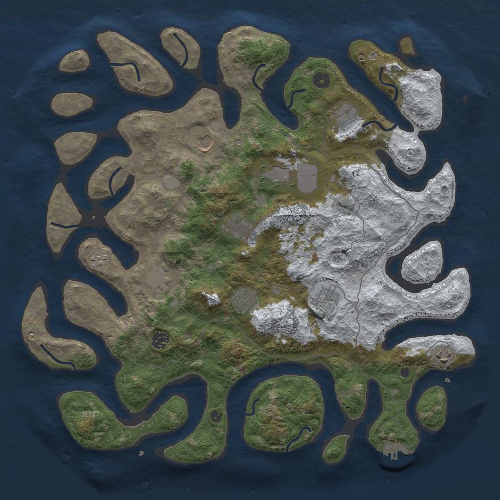 Rust Map: Procedural Map, Size: 4500, Seed: 814316, 18 Monuments