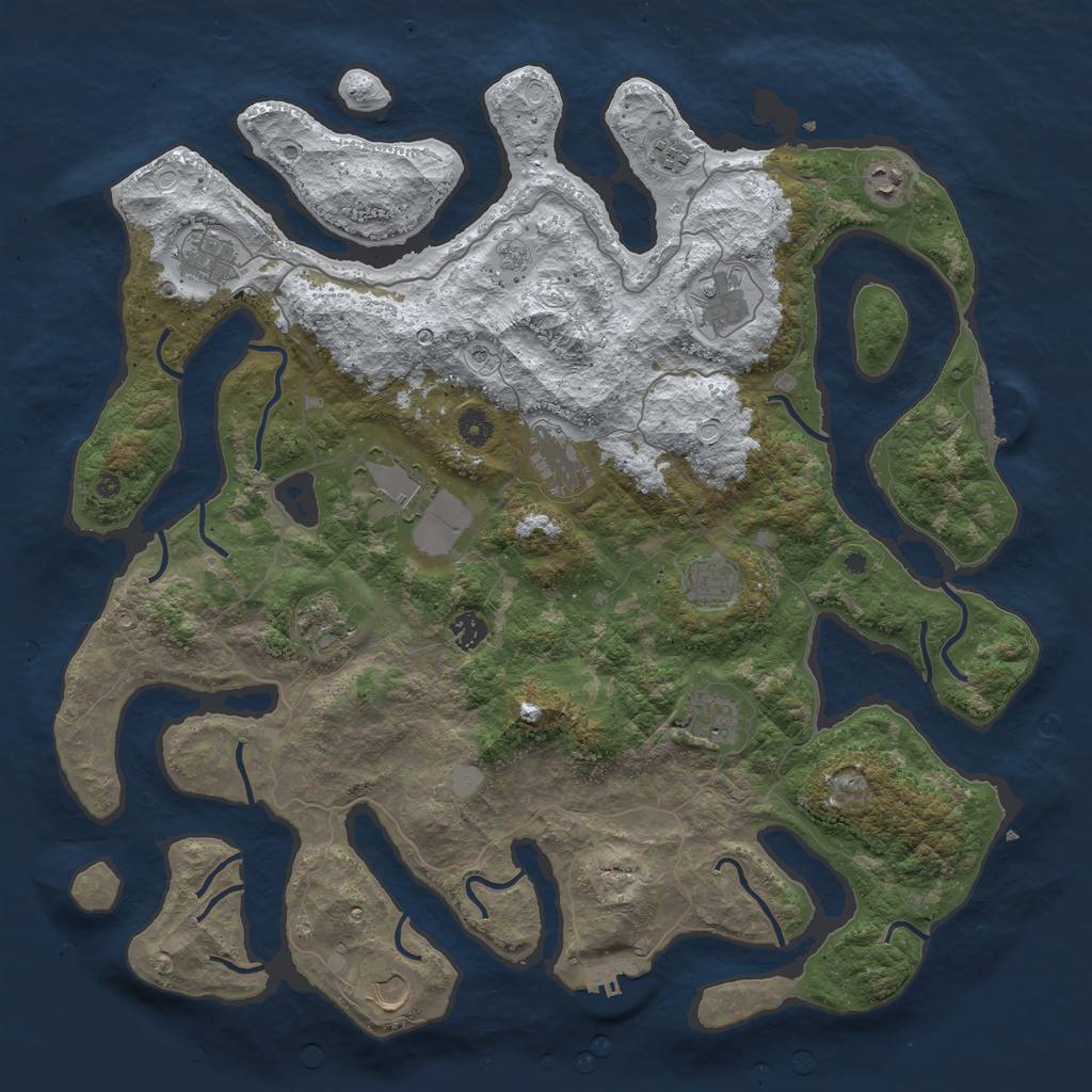 Rust Map: Procedural Map, Size: 4500, Seed: 4636202, 20 Monuments