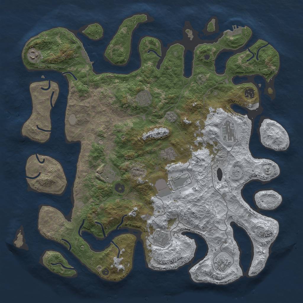 Rust Map: Procedural Map, Size: 4500, Seed: 327223, 19 Monuments