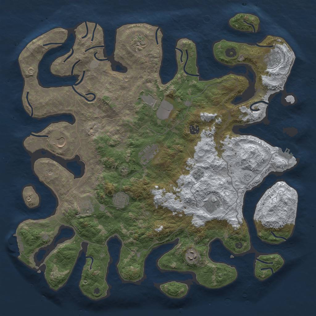 Rust Map: Procedural Map, Size: 4500, Seed: 863793, 20 Monuments