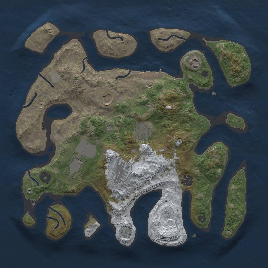 Rust Map: Procedural Map, Size: 3500, Seed: 743072, 15 Monuments