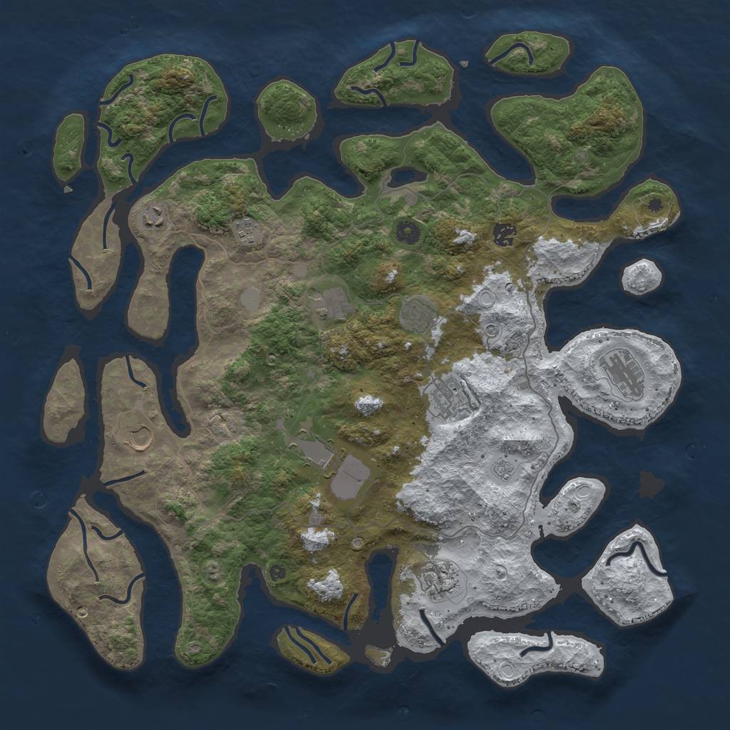 Rust Map: Procedural Map, Size: 4500, Seed: 4618678, 17 Monuments