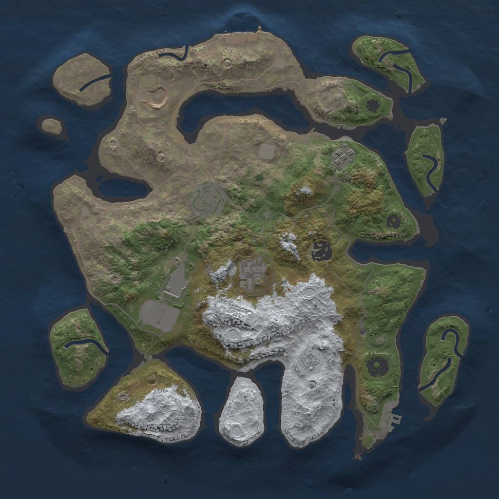 Rust Map: Procedural Map, Size: 3500, Seed: 5332186, 14 Monuments