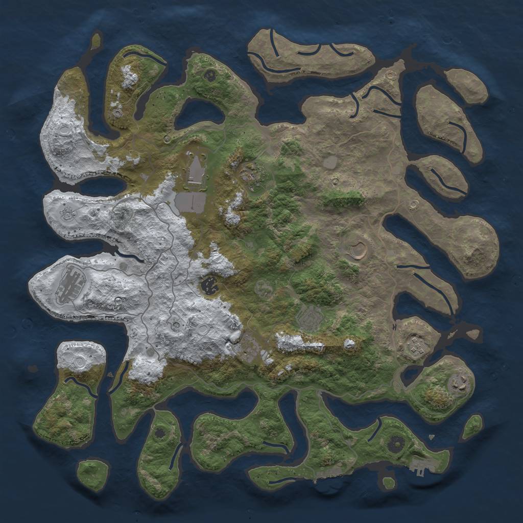 Rust Map: Procedural Map, Size: 4500, Seed: 3578469, 18 Monuments