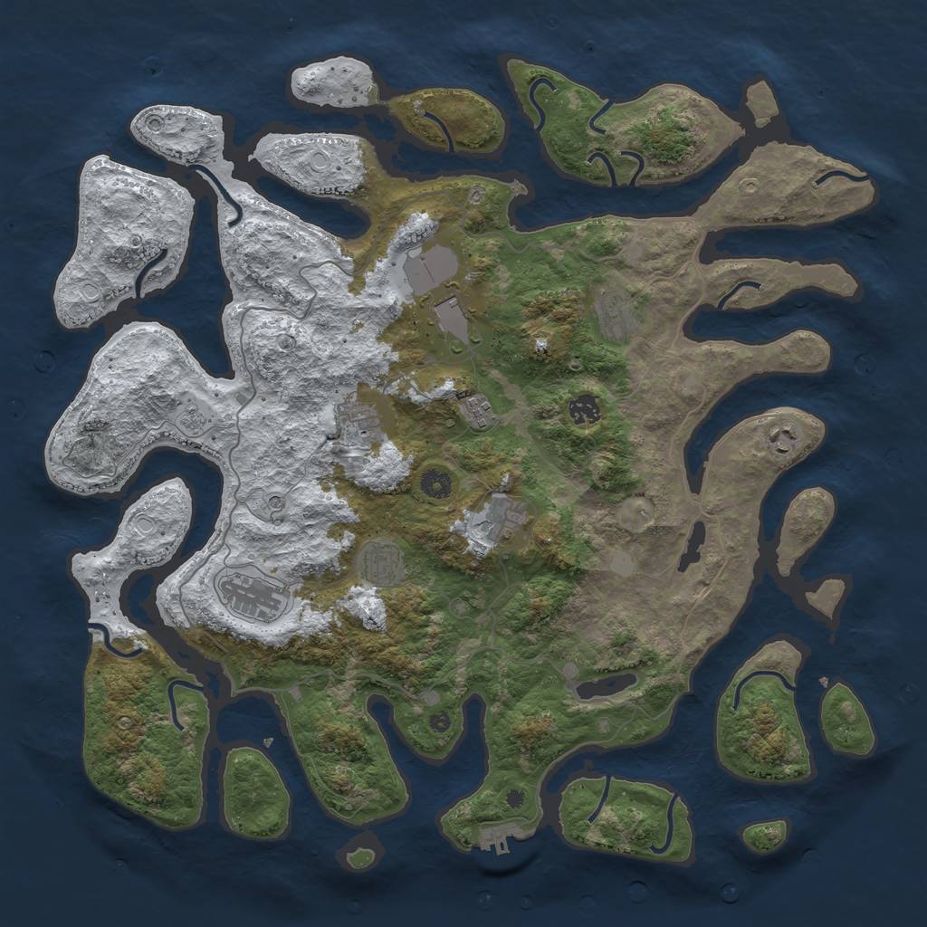 Rust Map: Procedural Map, Size: 4500, Seed: 3780855, 17 Monuments