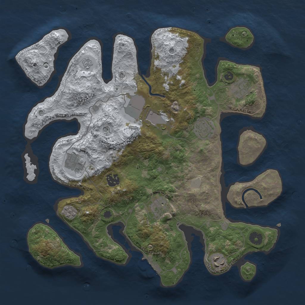 Rust Map: Procedural Map, Size: 3500, Seed: 5866517, 16 Monuments